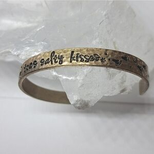 Inspirational Open Bangle "Sandy Toes and Salty Kisses" Hammered Texture